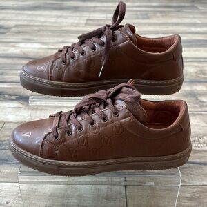 VALENTINO MONOGRAM BROWN LEATHER MENS SHOES SNEAKERS STREETWEAR LOW SIZE 9 EURO